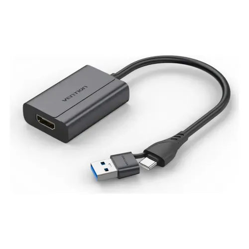 ACYHB, VENTION, USB-C and USB-A to HDMI Converter Gray Aluminium Alloy Type