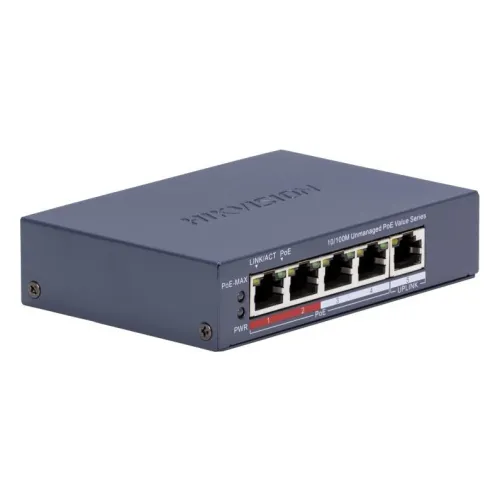 სვიჩი Poe Hikvision, DS-3E0105P-E/M(C), 4 Port, Unmanaged