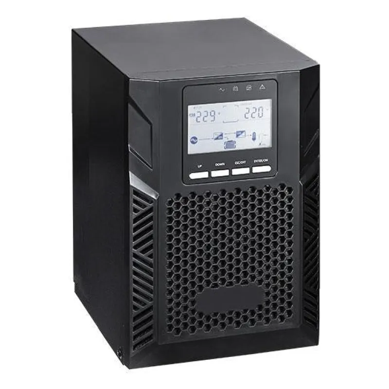უწყვეტი კვების წყარო (UPS) - 1KVA/0.9KW On-line Tower, საჭიროებს 3 გარე მიერთების აკუმულატორს