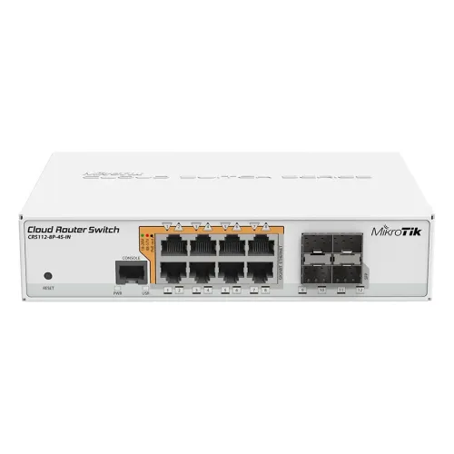 მართვადი PoE სვიჩი - CRS112, 8P af/at, 4S, MikroTik
