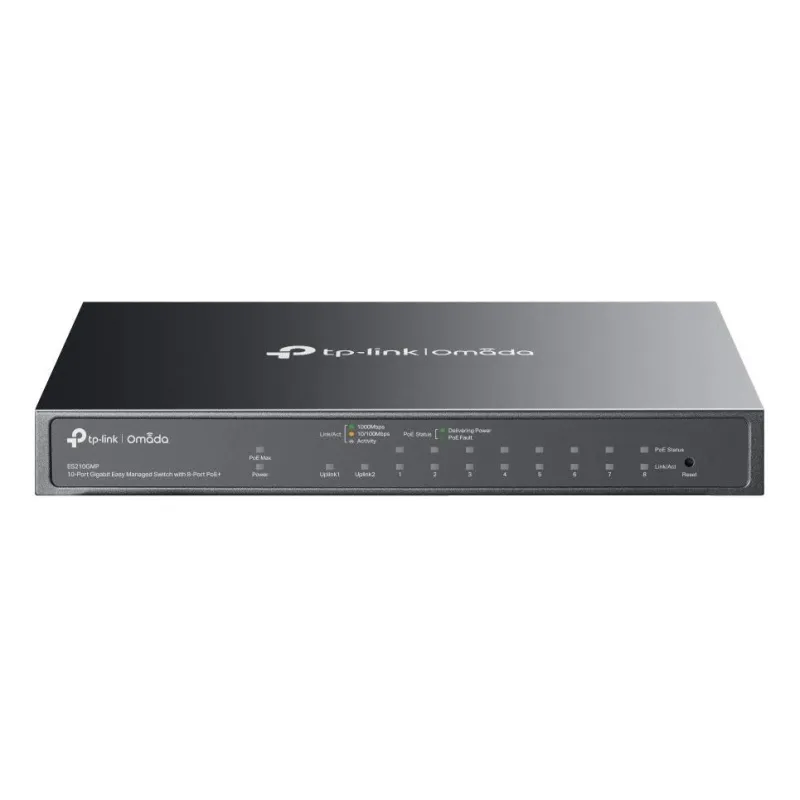 TP-Link, ES210GMP, Omada 10-Port Gigabit Easy Managed Switch with 8-Port PoE+