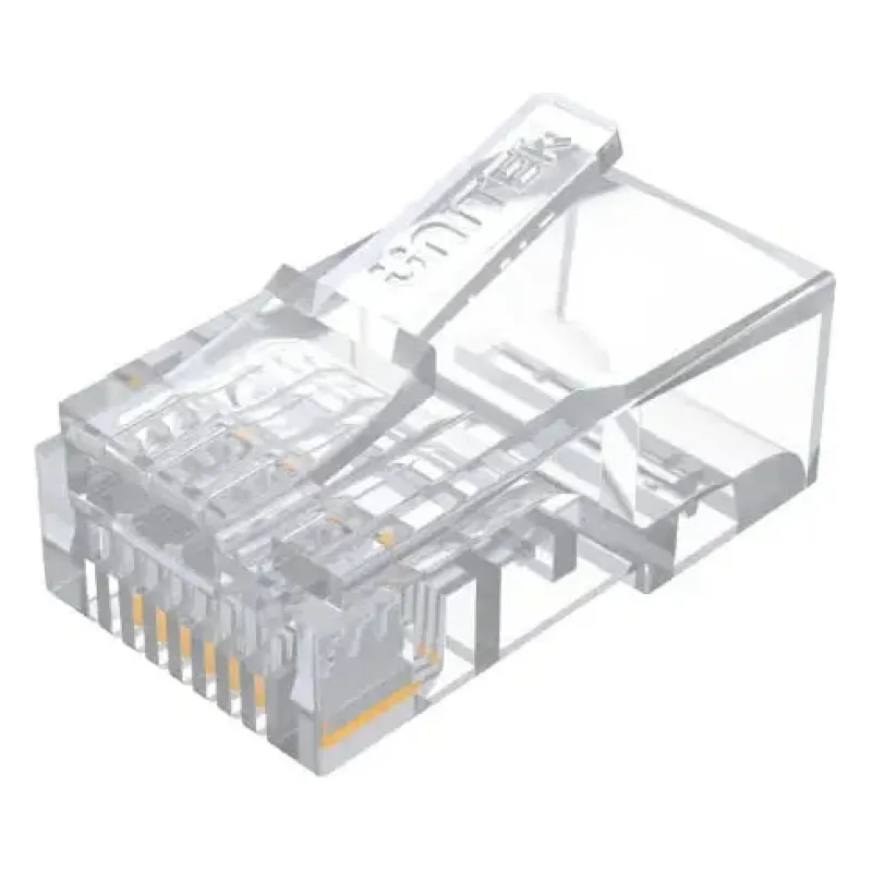 Y-OT18TP, UNITEK, Connector, UTP CAT5E RJ45 8P8C Connector 100pcs/box, 1µ gold-plated contacts, Transparent Color