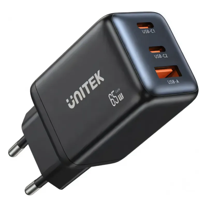 P1130A-EU, UNITEK, Power Supply, 65W 3-Port Wall GaN Charger