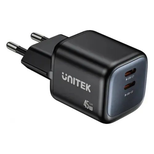 P1129A-EU, UNITEK, Power Supply, 45W 2-Port Wall GaN Charger