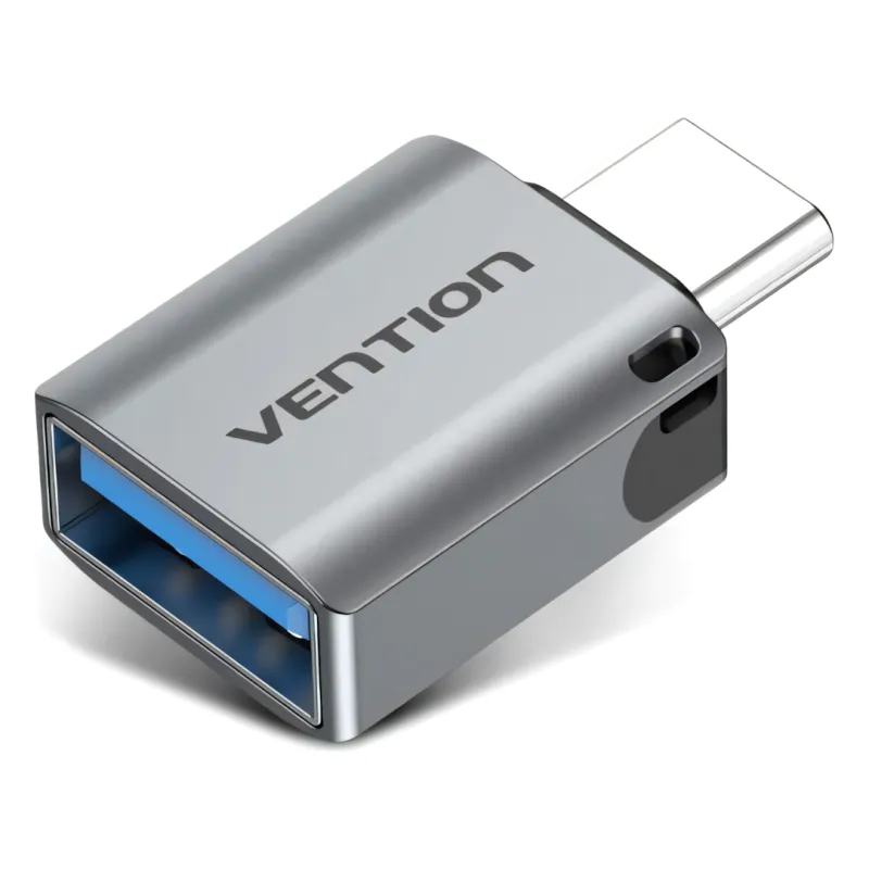CDQH0 VENTION USB-C Male to USB 3.0 Female OTG Adapter Gray Aluminum Alloy Type