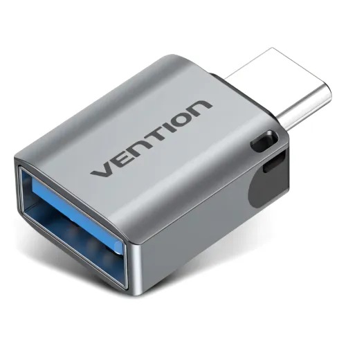 CDQH0 VENTION USB-C Male to USB 3.0 Female OTG Adapter Gray Aluminum Alloy Type