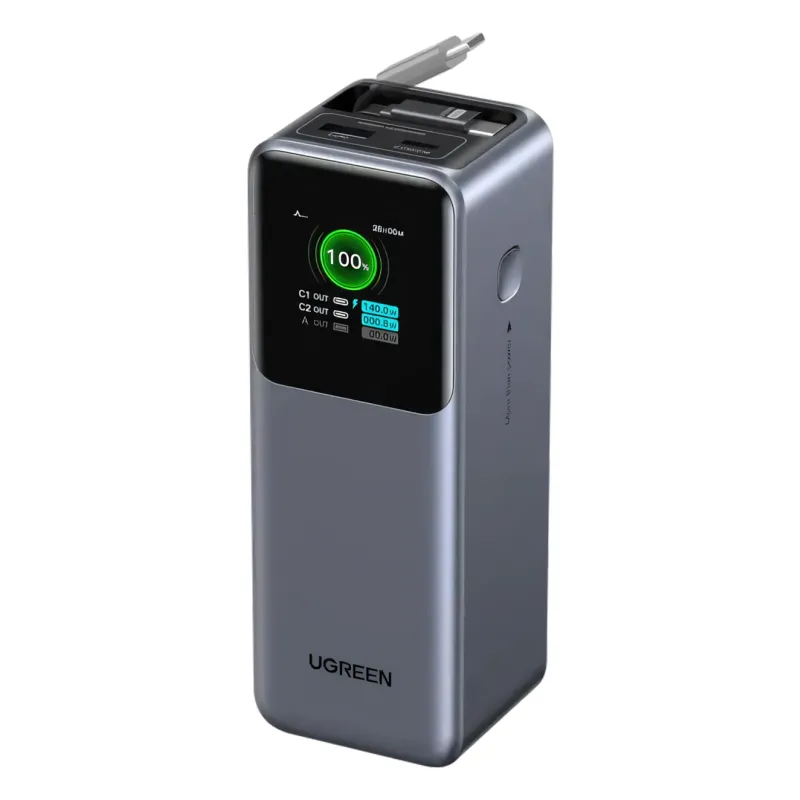UGREEN, PB726, Power Bank, 20000mAh, 165W, Nexode with Smart Digital Display, With Retractable Type-C, Grey