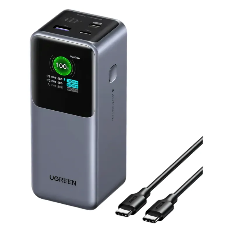 UGREEN, PB721, Power Bank, 20000mAh, 130W, Nexode with Smart Digital Display, With Retractable Type-C, Grey