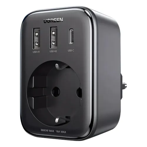 CD314, UGREEN, Adapter, 30W, 1 Socket, USB-A, USB-C, Gray