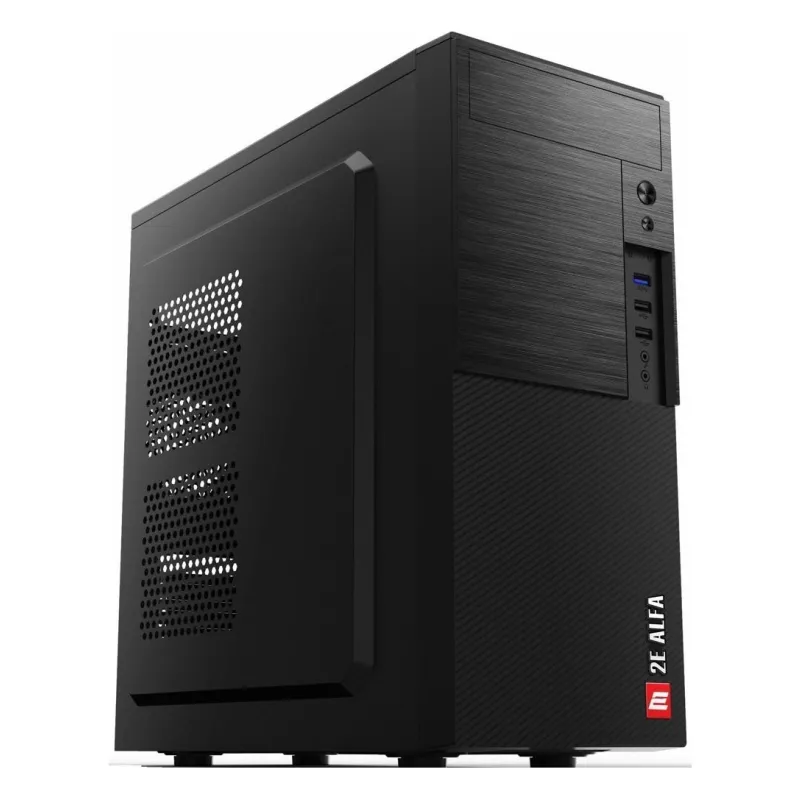 2E-E1903U-400, Computer case 2Е ALFA (E1903U-400) with PSU 2EATX400 MidT, 2xUSB2.0,1xUSB3.0 black