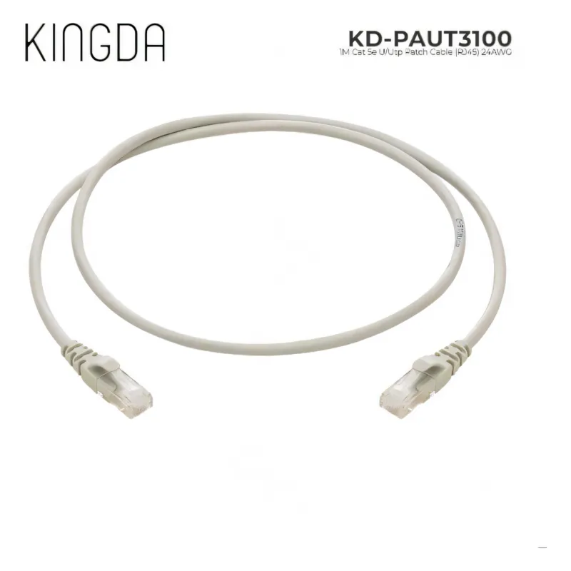 KD-PAUT3100, Kingda cat 5e U/Utp Patch Cable (RJ45), 24AWG, CCA, 1m, grey