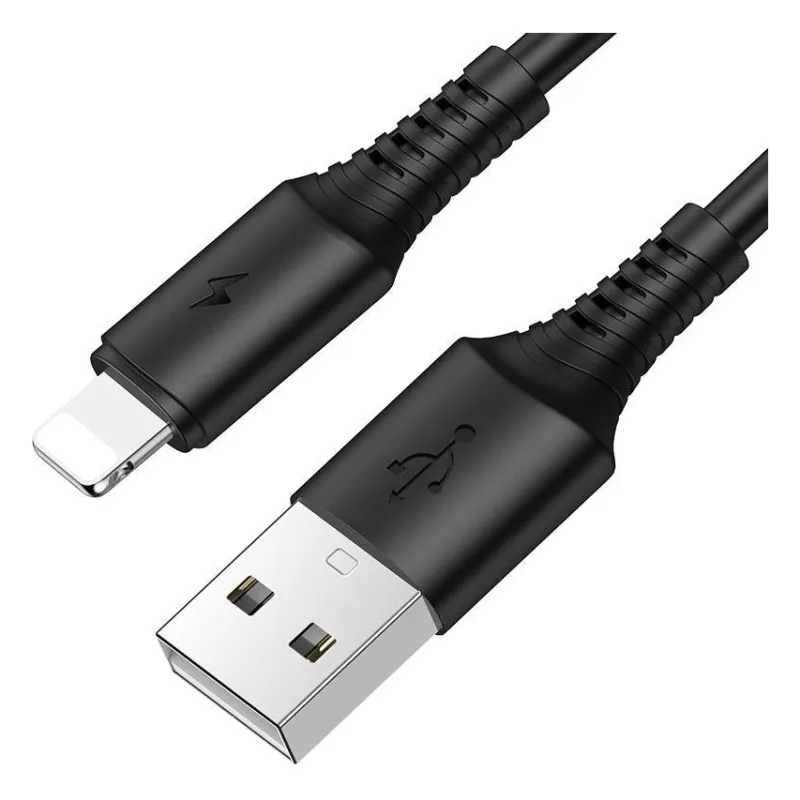KD-USB3010BK, KINGDA fast charging cable, 1m USB to Litning - with nylon brading, high quality, black
