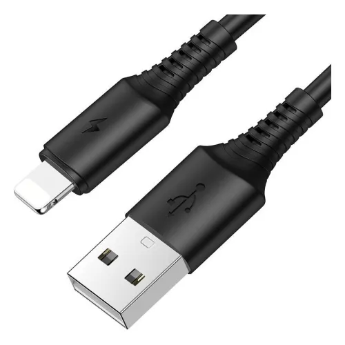 KD-USB3010BK, KINGDA fast charging cable, 1m USB to Litning - with nylon brading, high quality, black