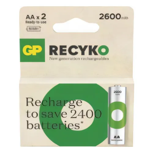 GPRHC272E045, GP, Battery, AAx2 Rechargeable, NiMH 1,2V 2600mA