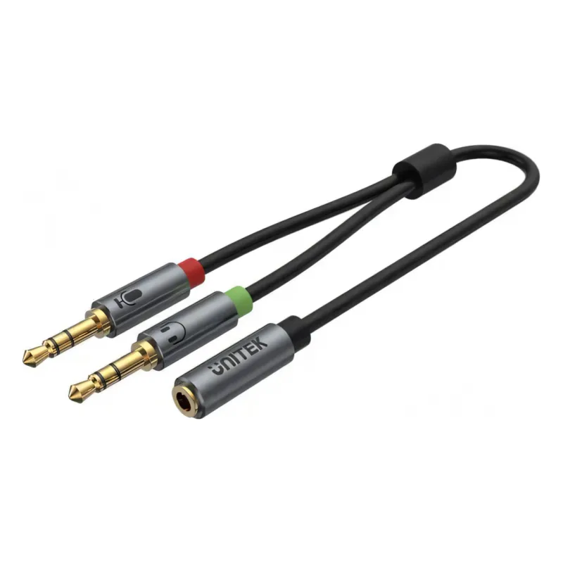 Y-C957ABK, UNITEK, 0.2M, 3.5MM AUX Audio Cable - Female to 2*Male