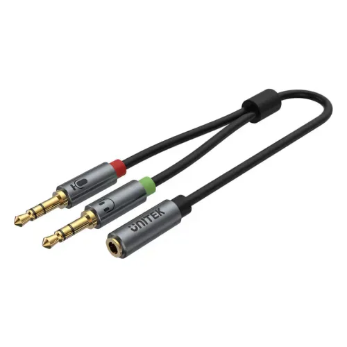 Y-C957ABK, UNITEK, 0.2M, 3.5MM AUX Audio Cable - Female to 2*Male