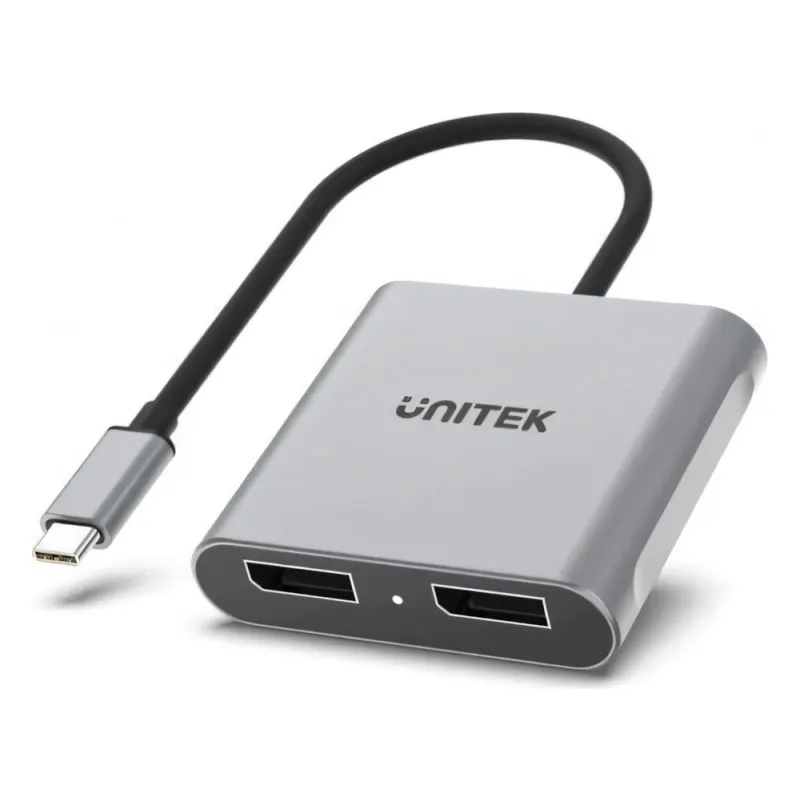 V1404A, UNITEK, USB-C to Dual DP1.4 8K Adapter with MST, Space Gray