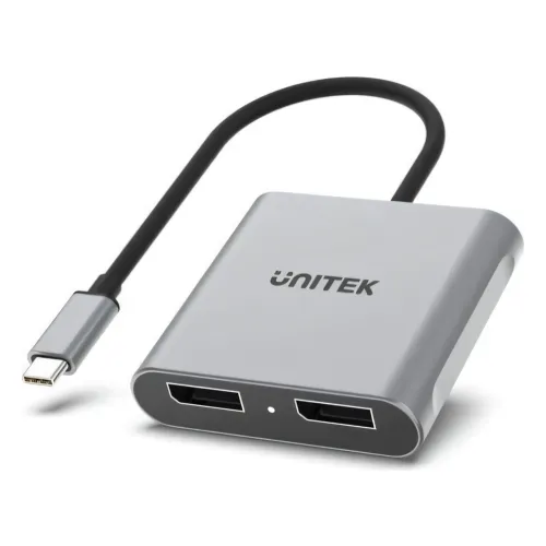 V1404A, UNITEK, USB-C to Dual DP1.4 8K Adapter with MST, Space Gray