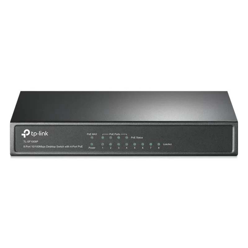 TP-Link, TL-SF1008P, 8-port 10/100M Desktop Switch, 4 PoE 10/100M RJ45 ports, Plastic case