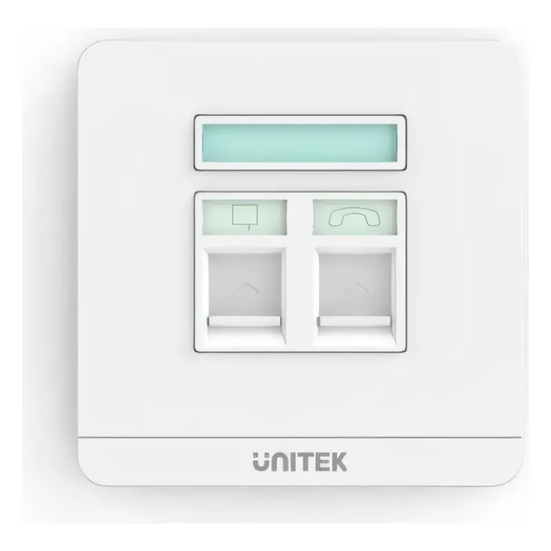 T013A UNITEK Dual RJ45 Ethernet Wall Plate Dual Port Wall Plate, 86mm x 86mm