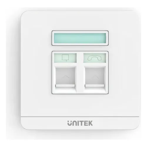 T013A UNITEK Dual RJ45 Ethernet Wall Plate Dual Port Wall Plate, 86mm x 86mm