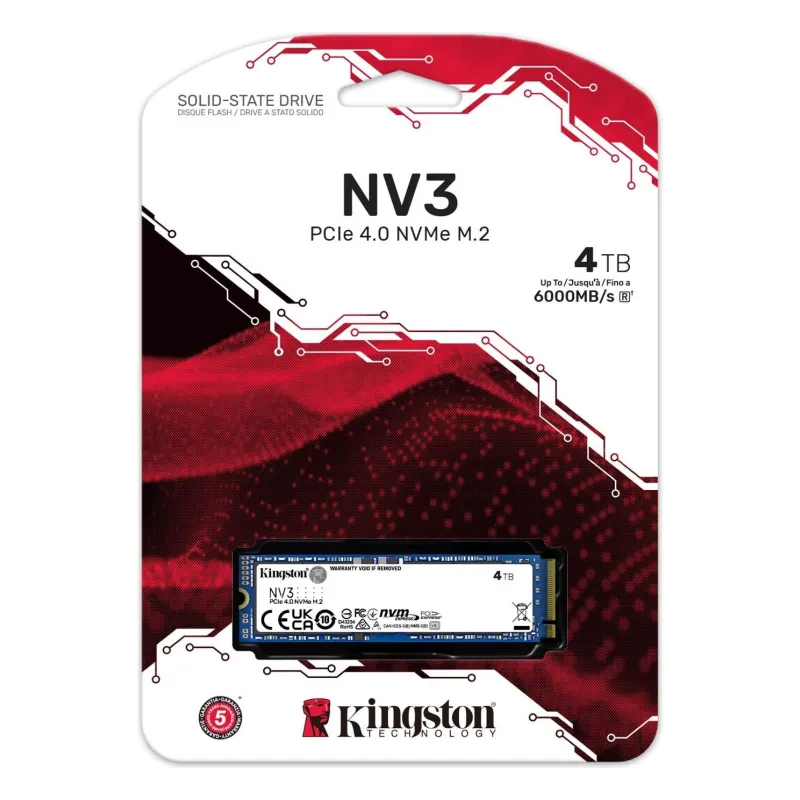 Kingston, NV3 PCIe 4.0 NVMe SSD, 4000GB, 2280 PCIe