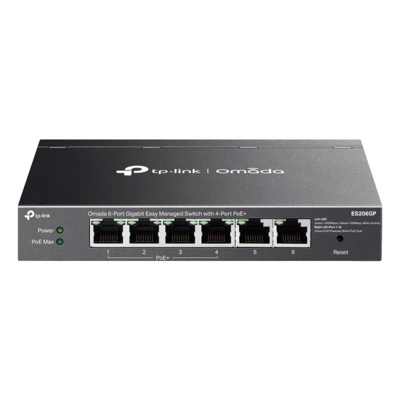 TP-Link, Omada ES206GP, 6-Port Gigabit Easy Managed Switch with 4-Port PoE+