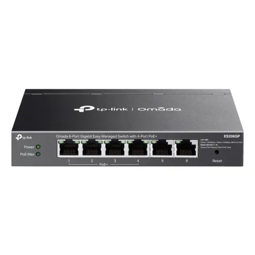 TP-Link, Omada ES206GP, 6-Port Gigabit Easy Managed Switch with 4-Port PoE+