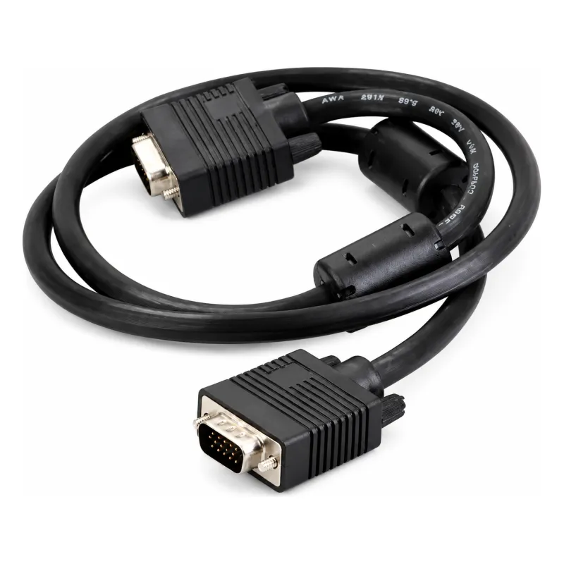 KDVGA1001-2M, Kingda, 3+4 VGA Cable, Al shield, Copper, Nickel Plated, Connector, double Ferrites, PVC, OD 8.0MM, 2M