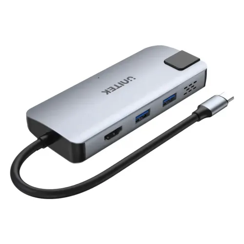 D1028A, UNITEK, 5-In-1 USB3.1 10Gbps Multi-Port Hub (2-Port USB-A 10Gbps+HDMI 4K60Hz+RJ45+PD 100W), Space Grey
