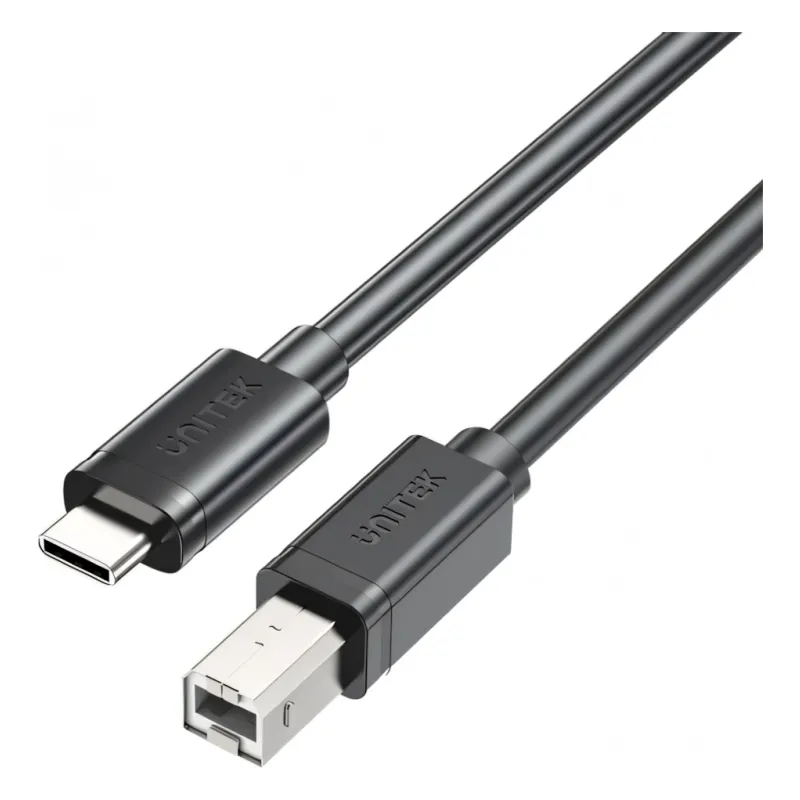 C14140ABK03-2M, UNITEK, 2M, USB-C 480Mbps to USB-B Printer Cable