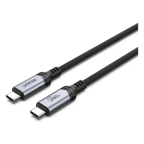 C14110GY-2M, UNITEK 2M, CM to CM Power Delivery 3.1 240W Charging Cable, Black