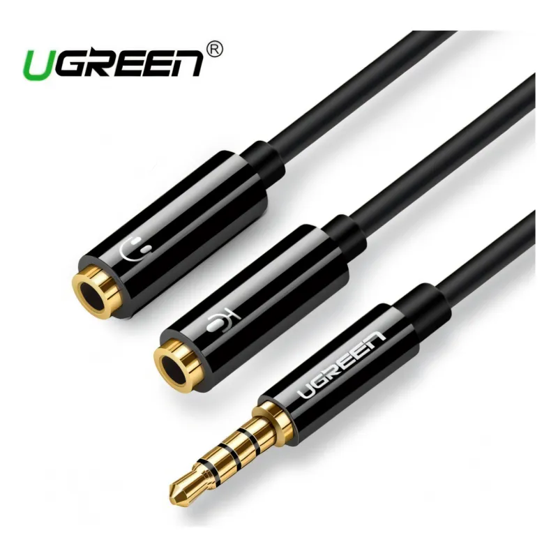AV141 UGREEN (30620) 3.5mm male to 2 Female Audio Cable ABS Case (Black)