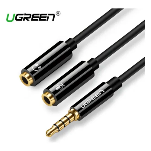 AV141 UGREEN (30620) 3.5mm male to 2 Female Audio Cable ABS Case (Black)