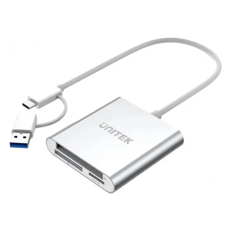 Y-9313D, UNITEK, Card Reader, Y-9313D, USB3.0 to Micro SD/SD/CF Card Reader (With USB-C Adaptor)
