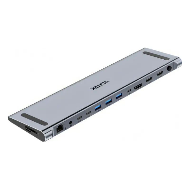D1106A, UNITEK, Docking Station, 13-in 2 KVM (2*HDMI+DP+USB+2*USB 10Gb+USB-C 10Gbp+SD/Micro+Audio+1GB LAN+PD 100W+DC5V)+HDMI