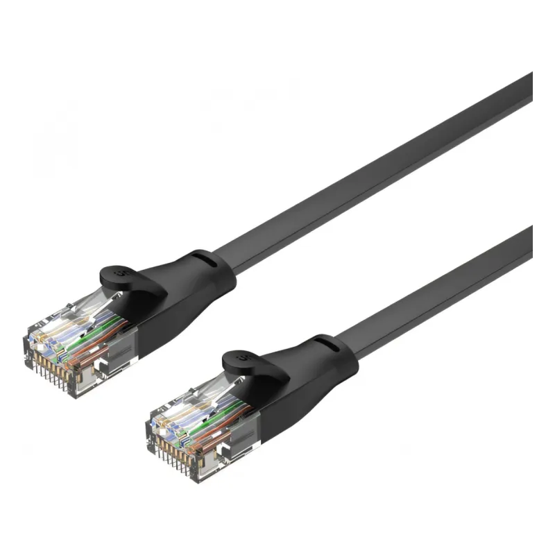 C1809GBK, UNITEK, Pach Cord, 1M, CAT.6 Flat Cable - RJ45 (8P8C) Male, Black Color