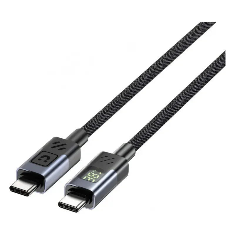 C14158ABK01-2M, UNITEK, Cable, 2M USB-C PD 60w charging, with LED Display, Nylon Braided, Black
