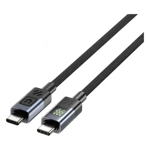 C14158ABK01-2M, UNITEK, Cable, 2M USB-C PD 60w charging, with LED Display, Nylon Braided, Black