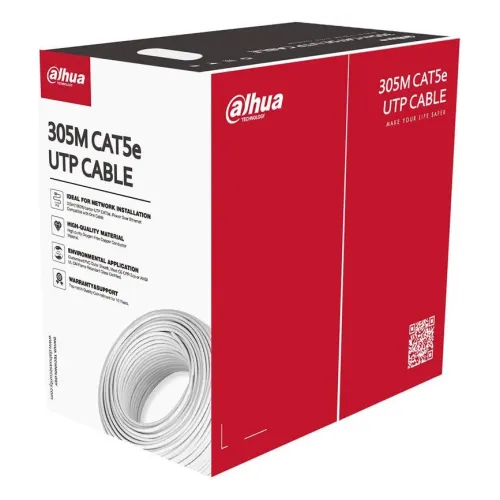 ქსელის კაბელი, Dahua, Cat5e UTP 100% სპილენძი შიდა/გარე გამოყენების (UL სერტიფიკატით), 305 მეტრი